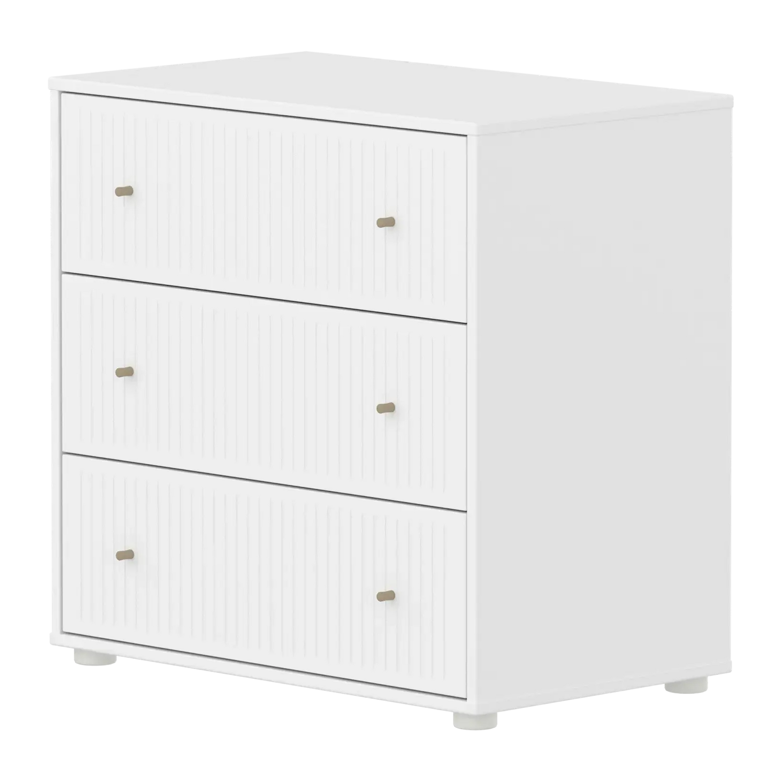 Flexa Saga Kommode, 3 Schubladen mit Rillen Weiss/Sand