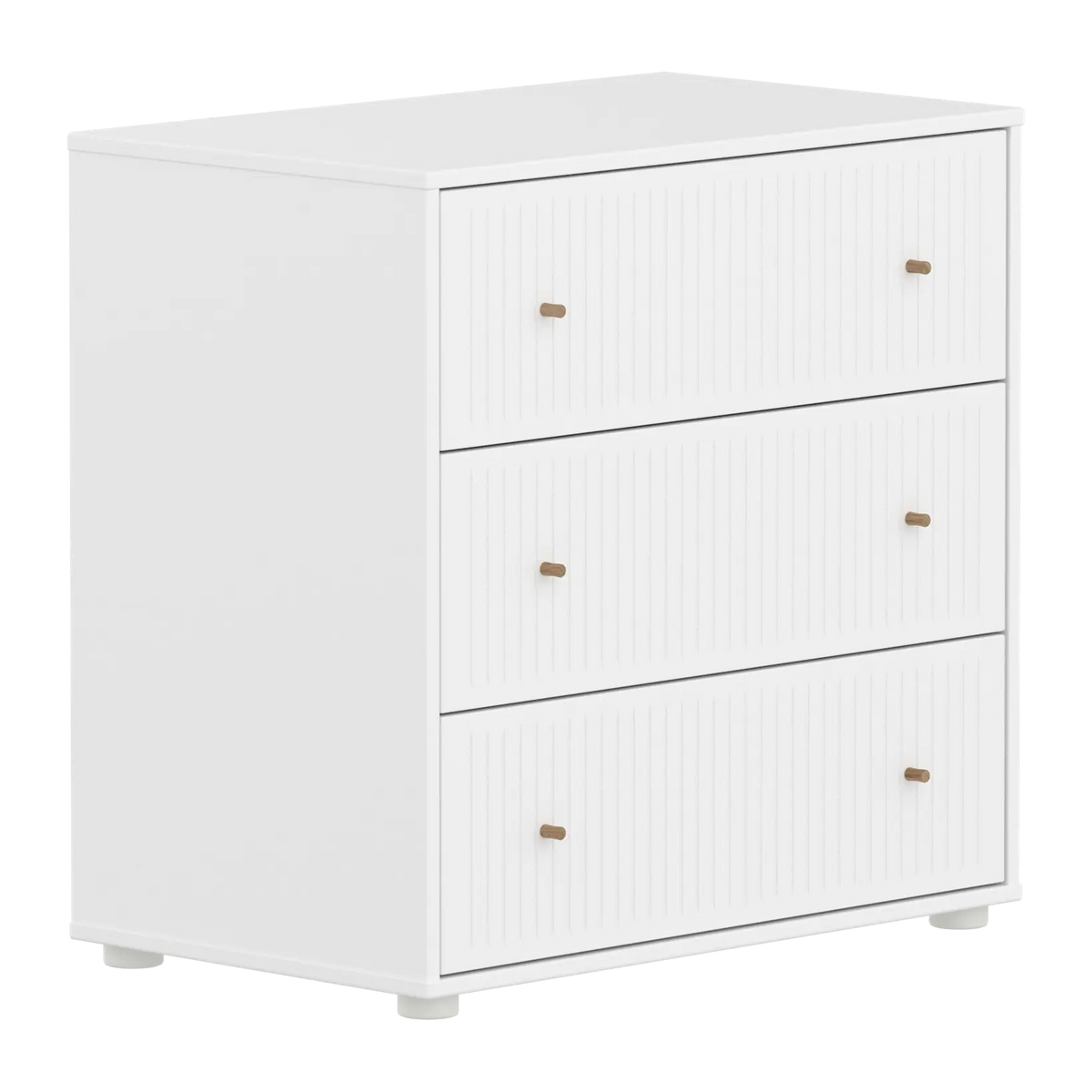 Flexa Saga Kommode, 3 Schubladen mit Rillen Weiss/Eiche
