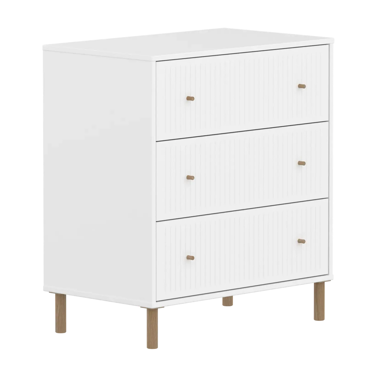 Flexa Saga Kommode, 3 Schubladen mit Rillen Weiss/Eiche