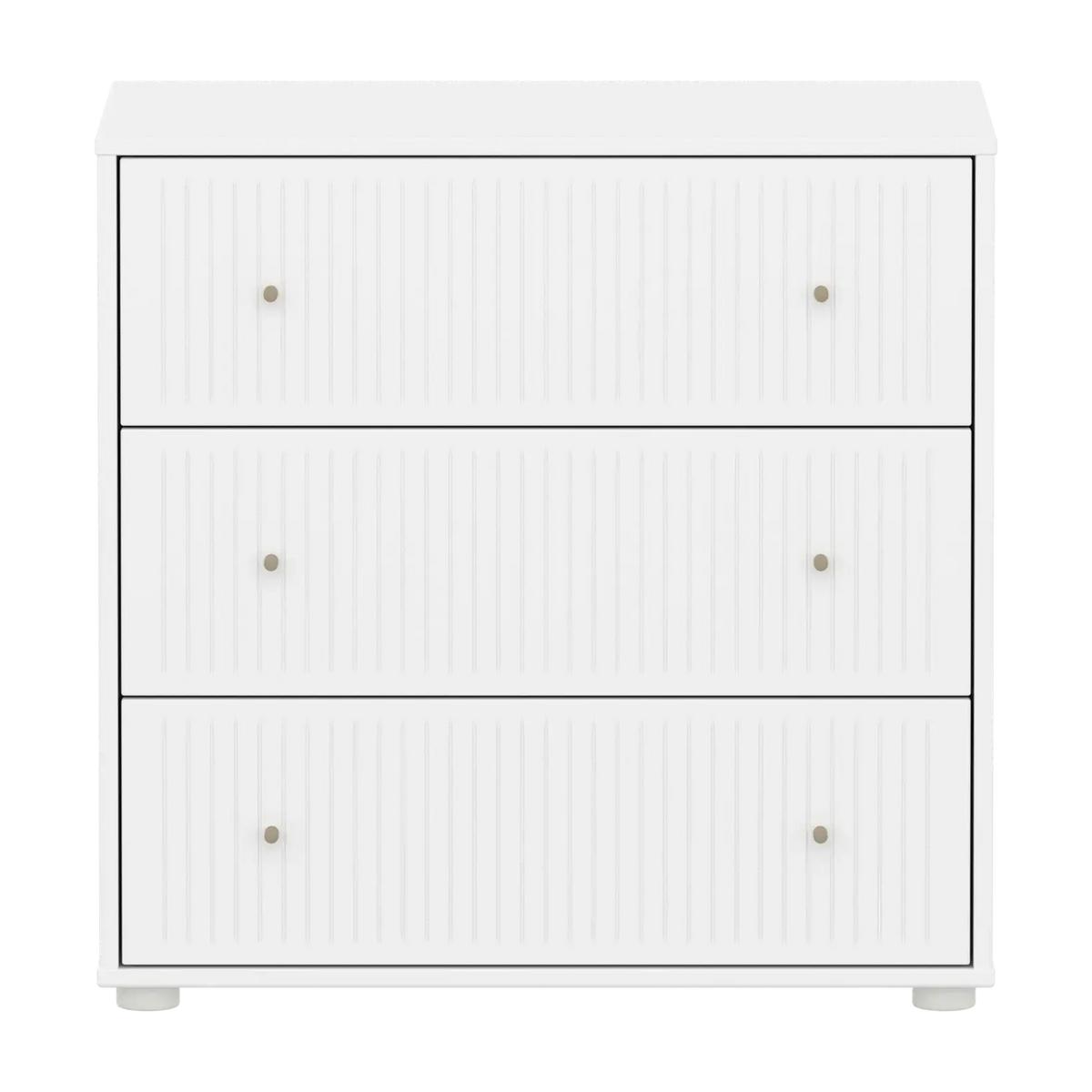 Flexa Saga Kommode, 3 Schubladen mit Rillen Weiss/Sand