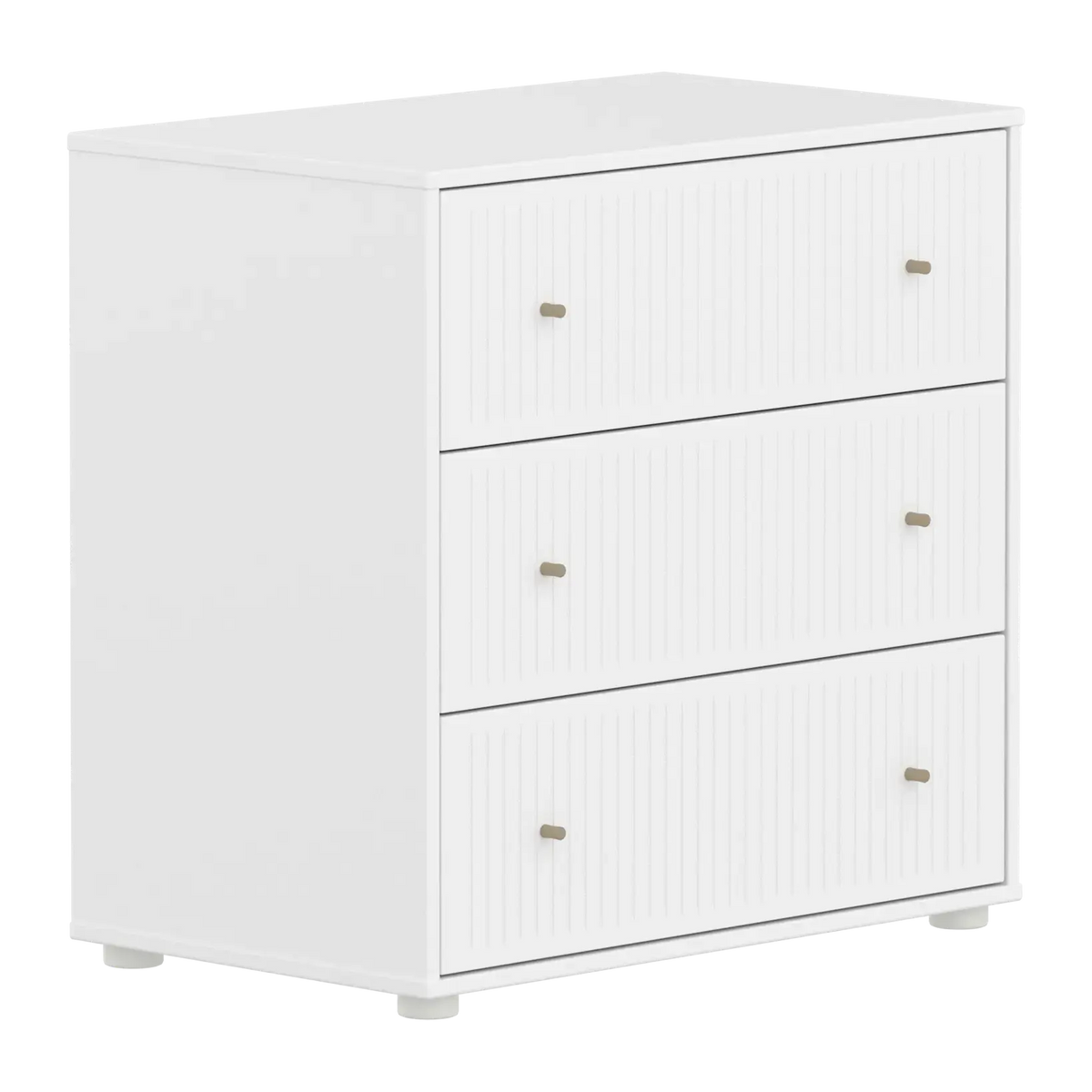 Flexa Saga Kommode, 3 Schubladen mit Rillen Weiss/Sand