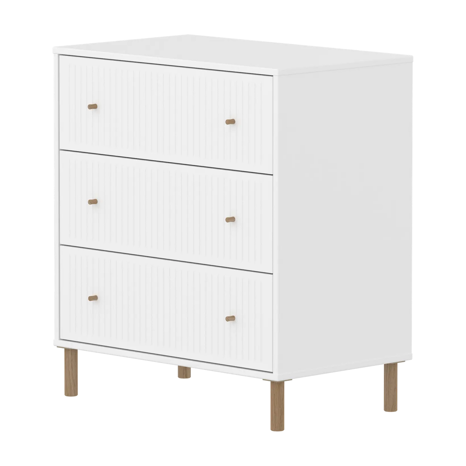 Flexa Saga Kommode, 3 Schubladen mit Rillen Weiss/Eiche
