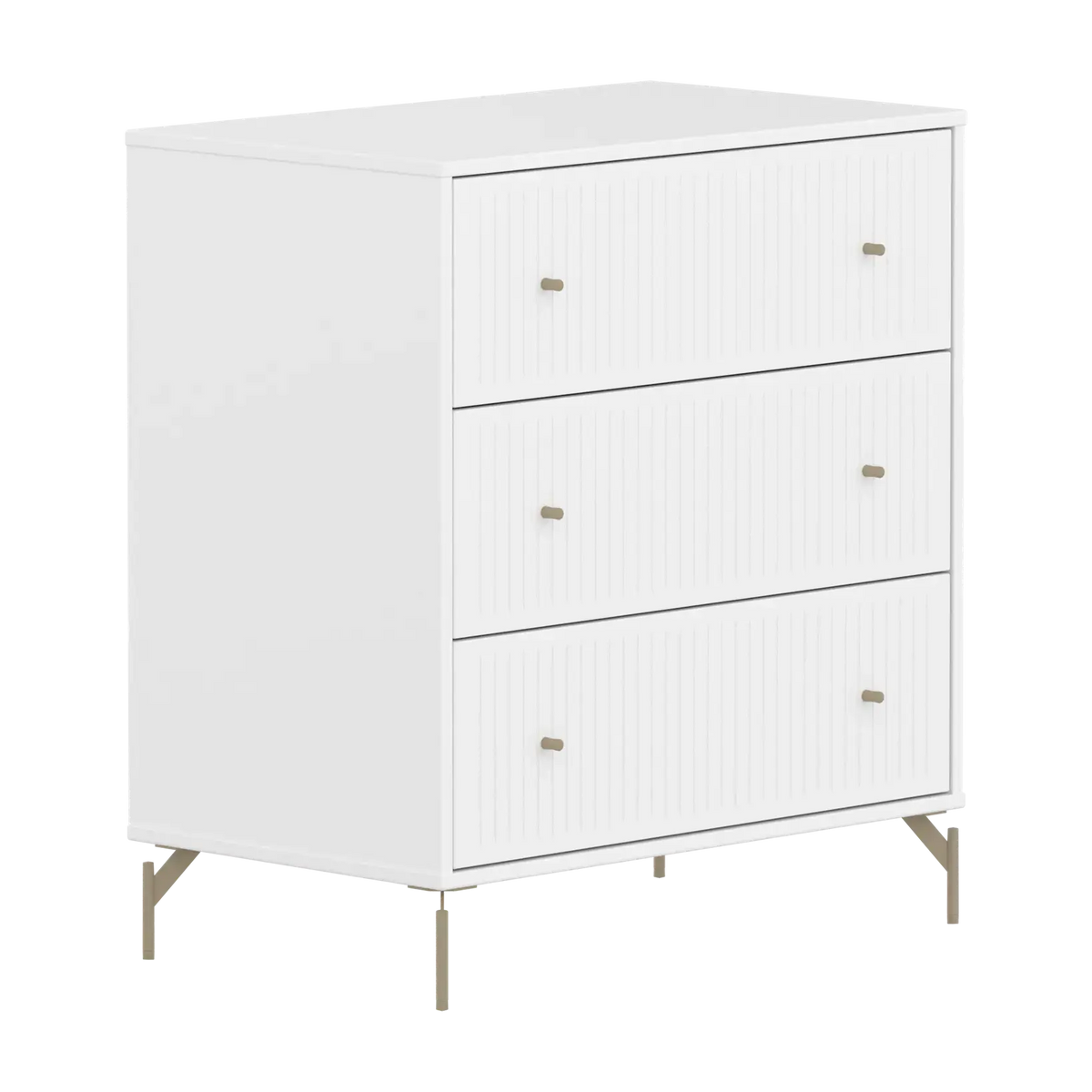 Flexa Saga Kommode, 3 Schubladen mit Rillen Weiss/Sand