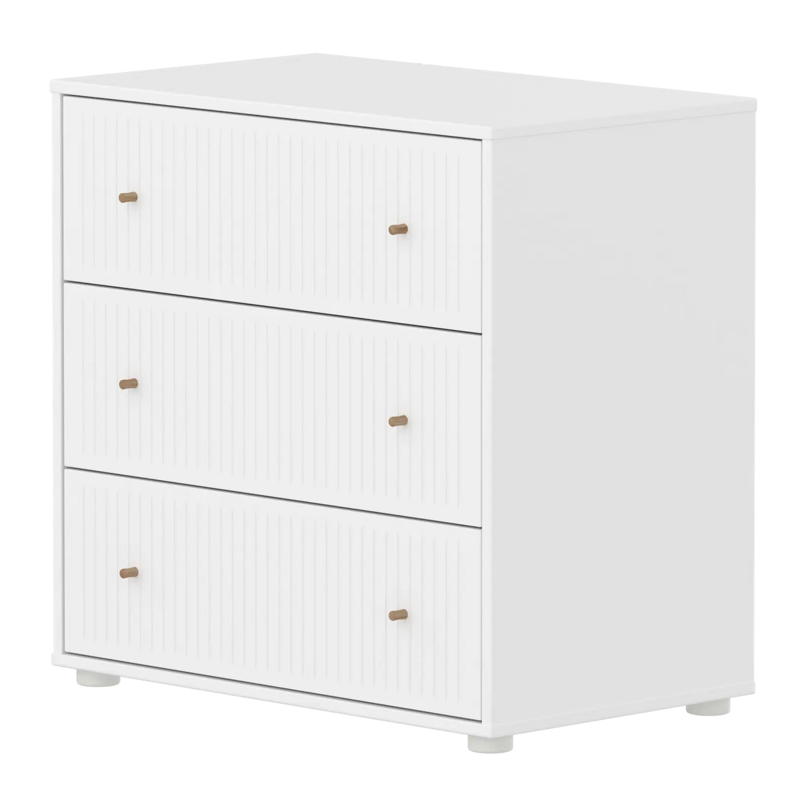 Flexa Saga Kommode, 3 Schubladen mit Rillen Weiss/Eiche