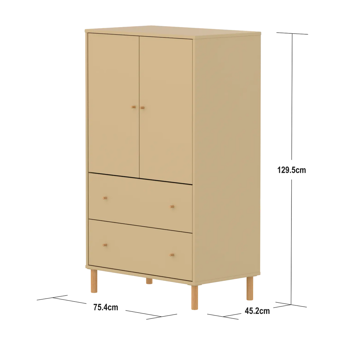 Flexa Saga Schrank, 2 Türen und 2 Schubladen Sand/Eiche
