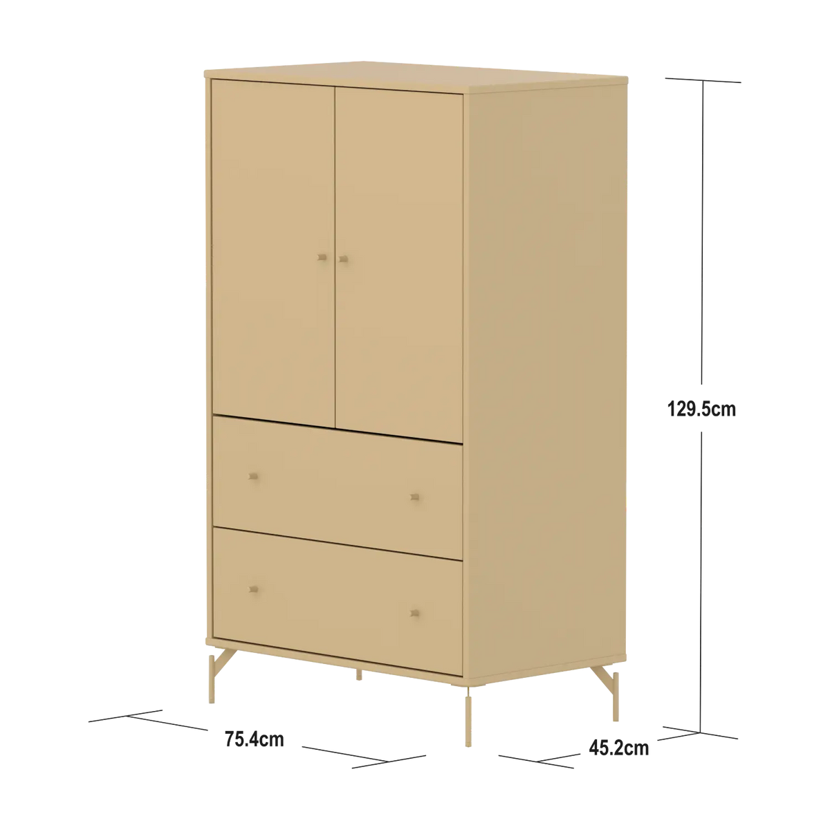 Flexa Saga Schrank, 2 Türen und 2 Schubladen Sand