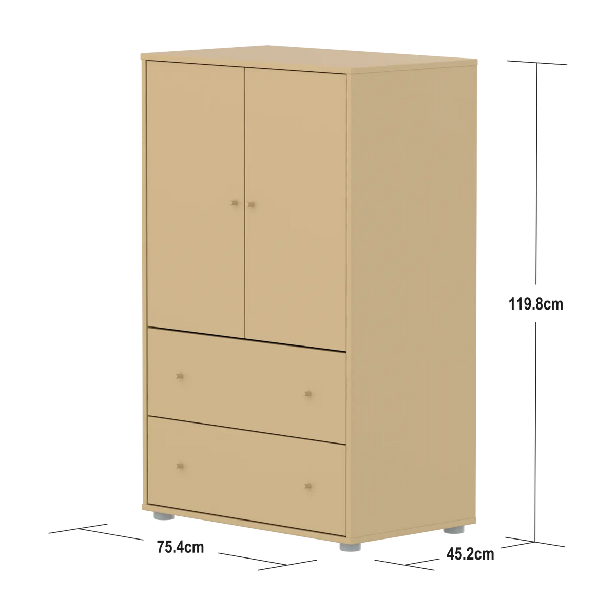 Flexa Saga Schrank, 2 Türen und 2 Schubladen Sand/Grau