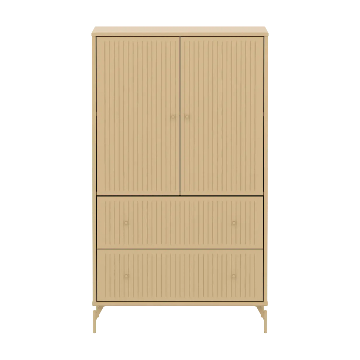 Flexa Saga Schrank, 2 Türen und 2 Schubladen mit Rillen Sand