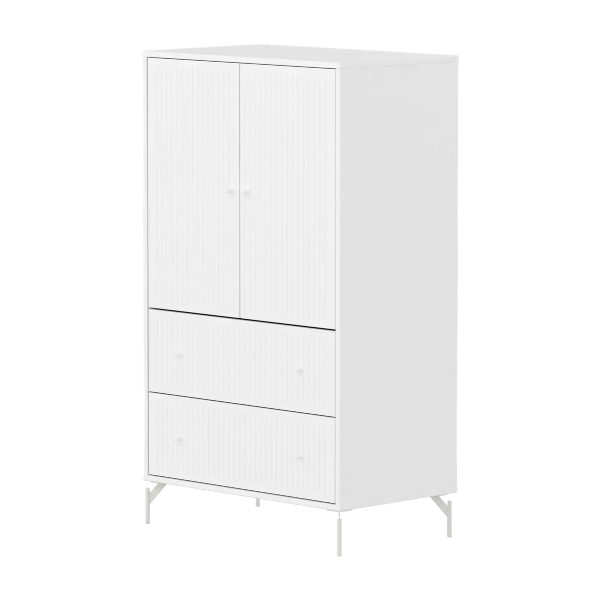Flexa Saga Schrank, 2 Türen und 2 Schubladen mit Rillen Weiss