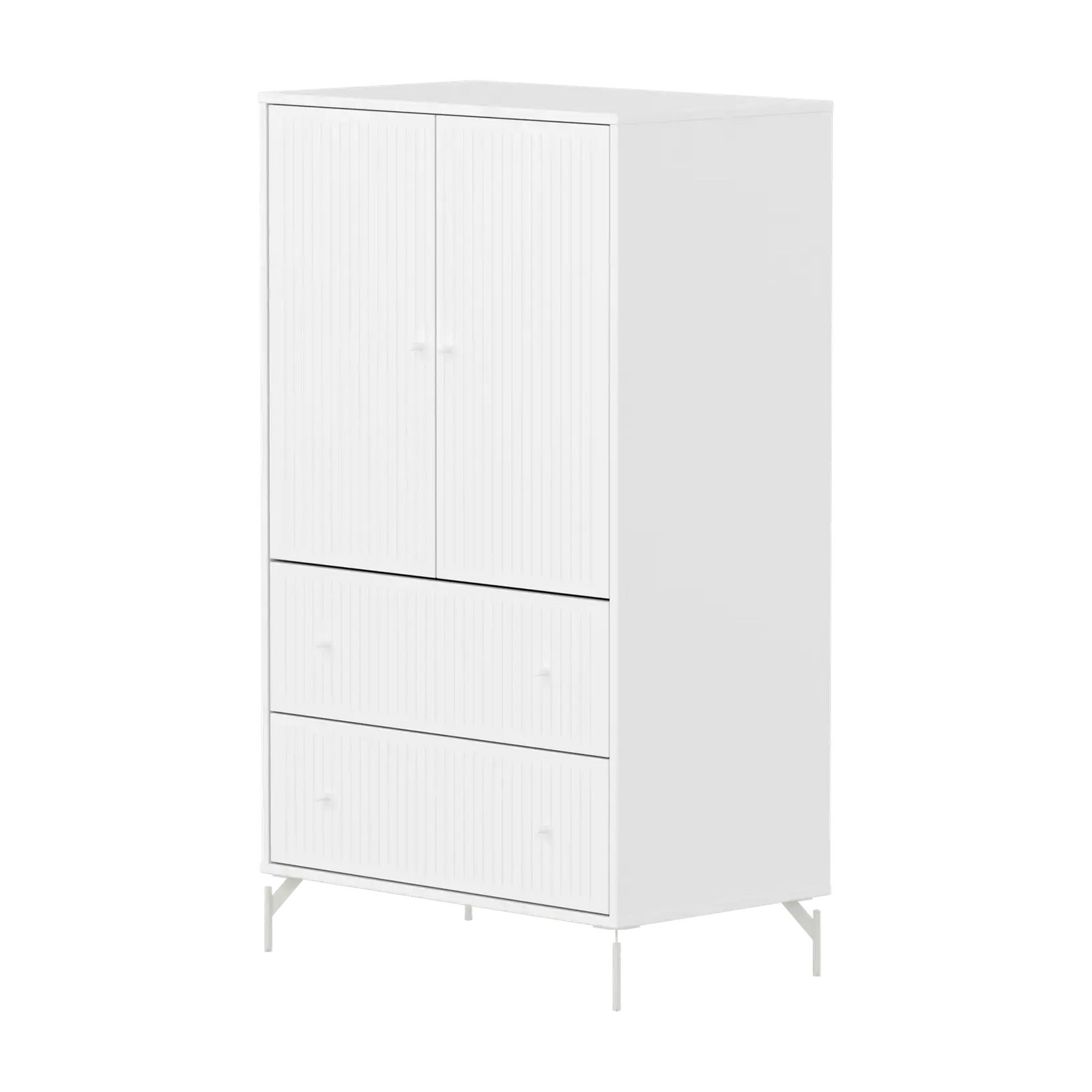 Flexa Saga Schrank, 2 Türen und 2 Schubladen mit Rillen Weiss