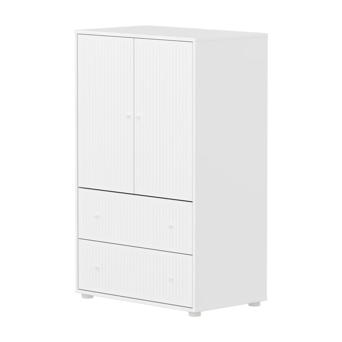 Flexa Saga Schrank, 2 Türen und 2 Schubladen mit Rillen Weiss