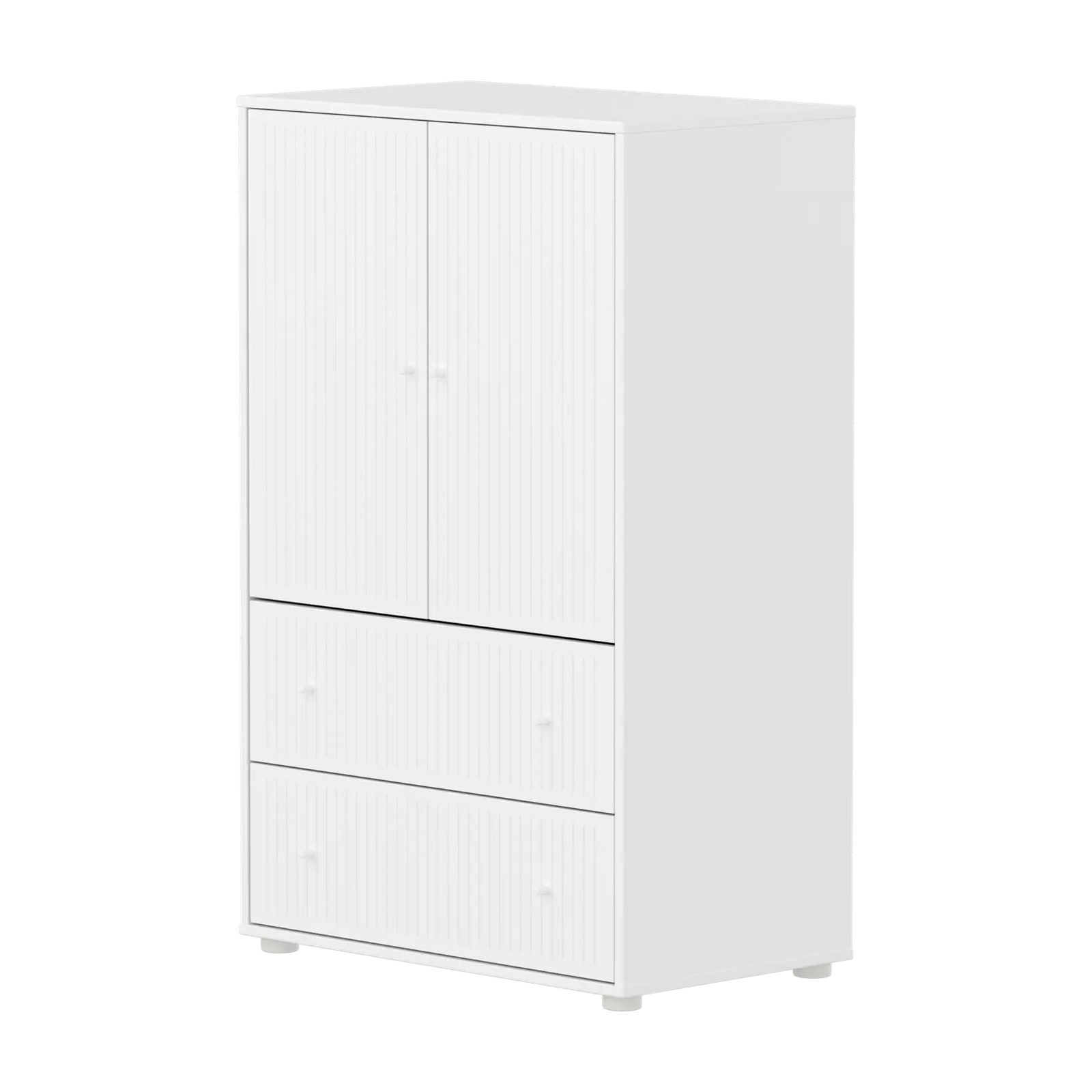 Flexa Saga Schrank, 2 Türen und 2 Schubladen mit Rillen Weiss