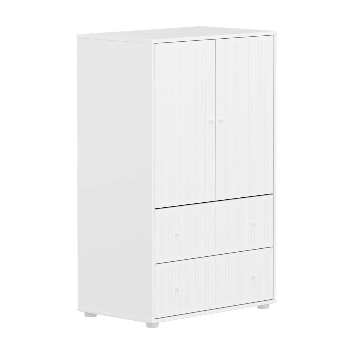 Flexa Saga Schrank, 2 Türen und 2 Schubladen mit Rillen Weiss