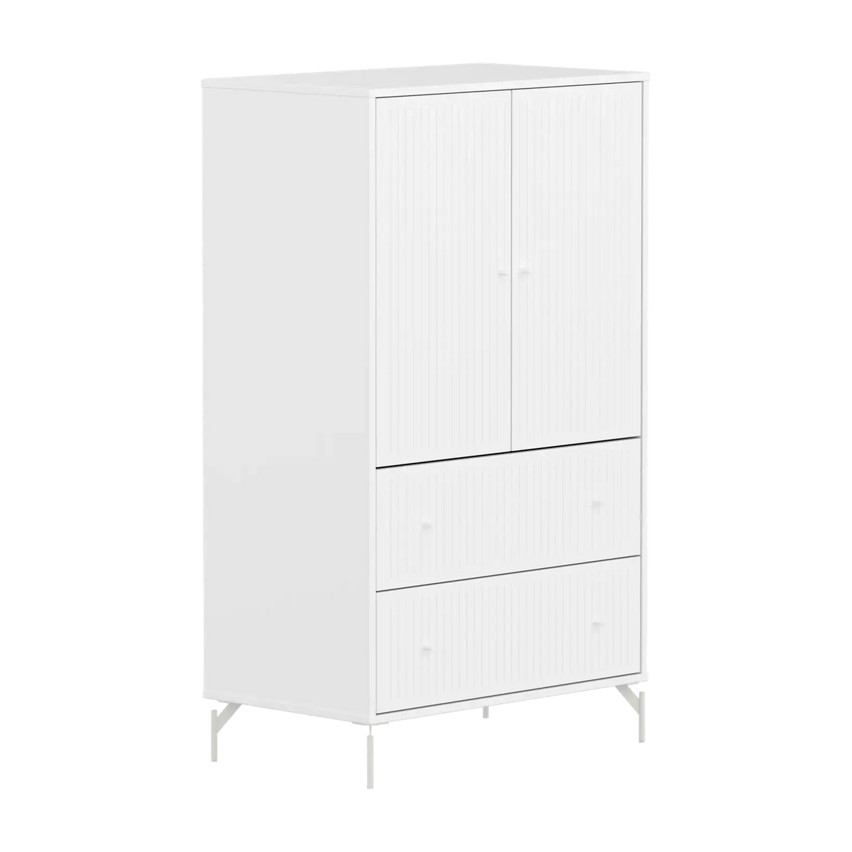 Flexa Saga Schrank, 2 Türen und 2 Schubladen mit Rillen Weiss