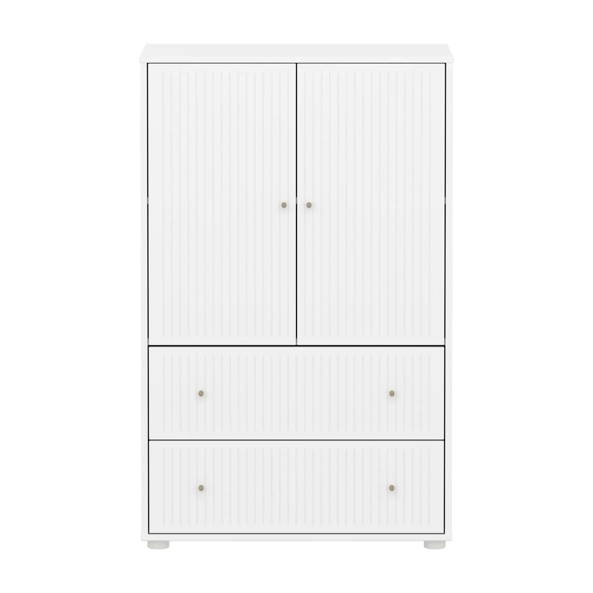 Flexa Saga Schrank, 2 Türen und 2 Schubladen mit Rillen Weiss/Sand