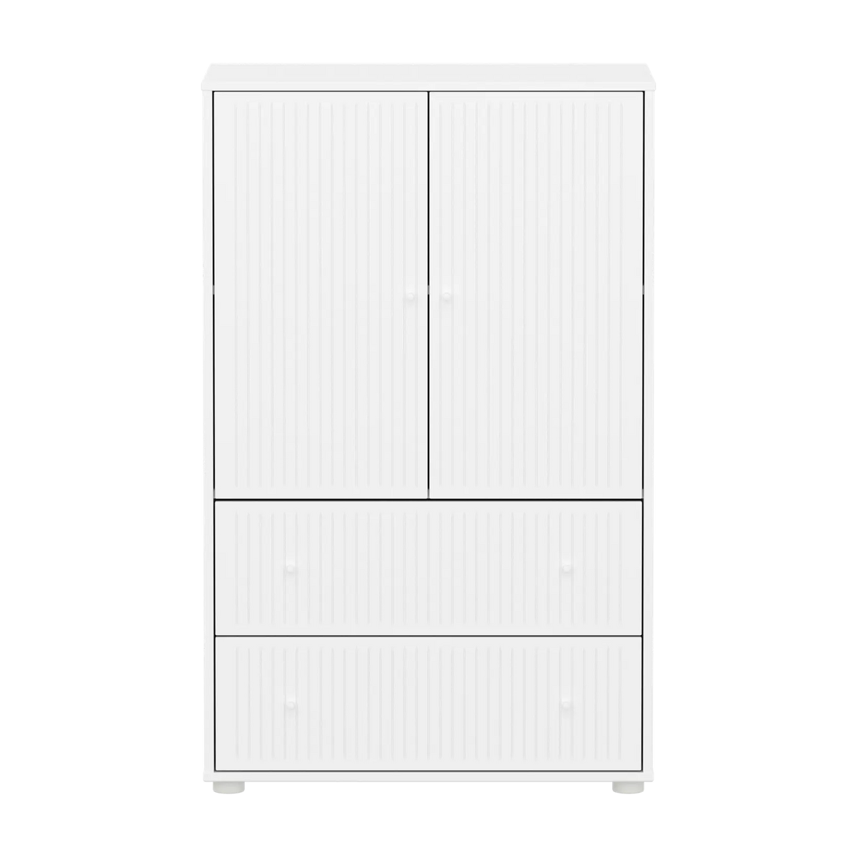 Flexa Saga Schrank, 2 Türen und 2 Schubladen mit Rillen Weiss