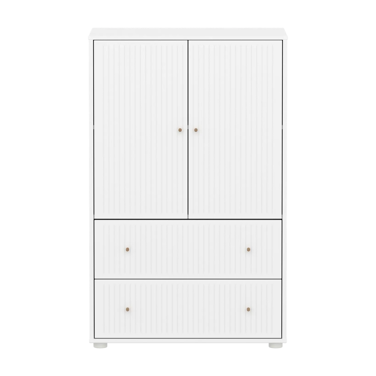 Flexa Saga Schrank, 2 Türen und 2 Schubladen mit Rillen Weiss/Eiche
