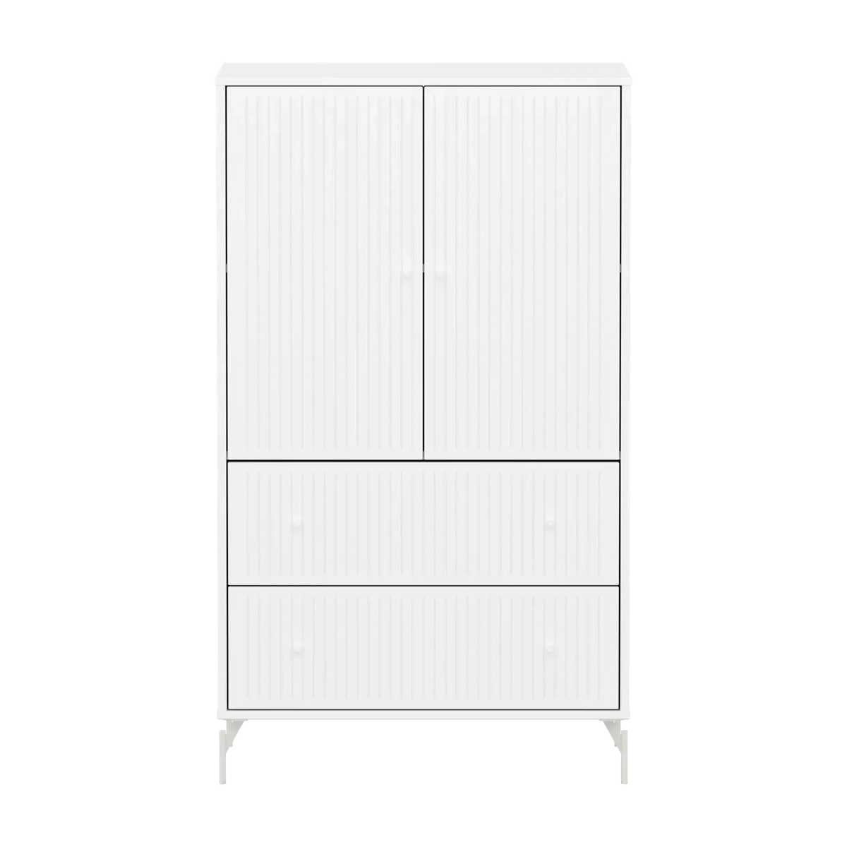 Flexa Saga Schrank, 2 Türen und 2 Schubladen mit Rillen Weiss
