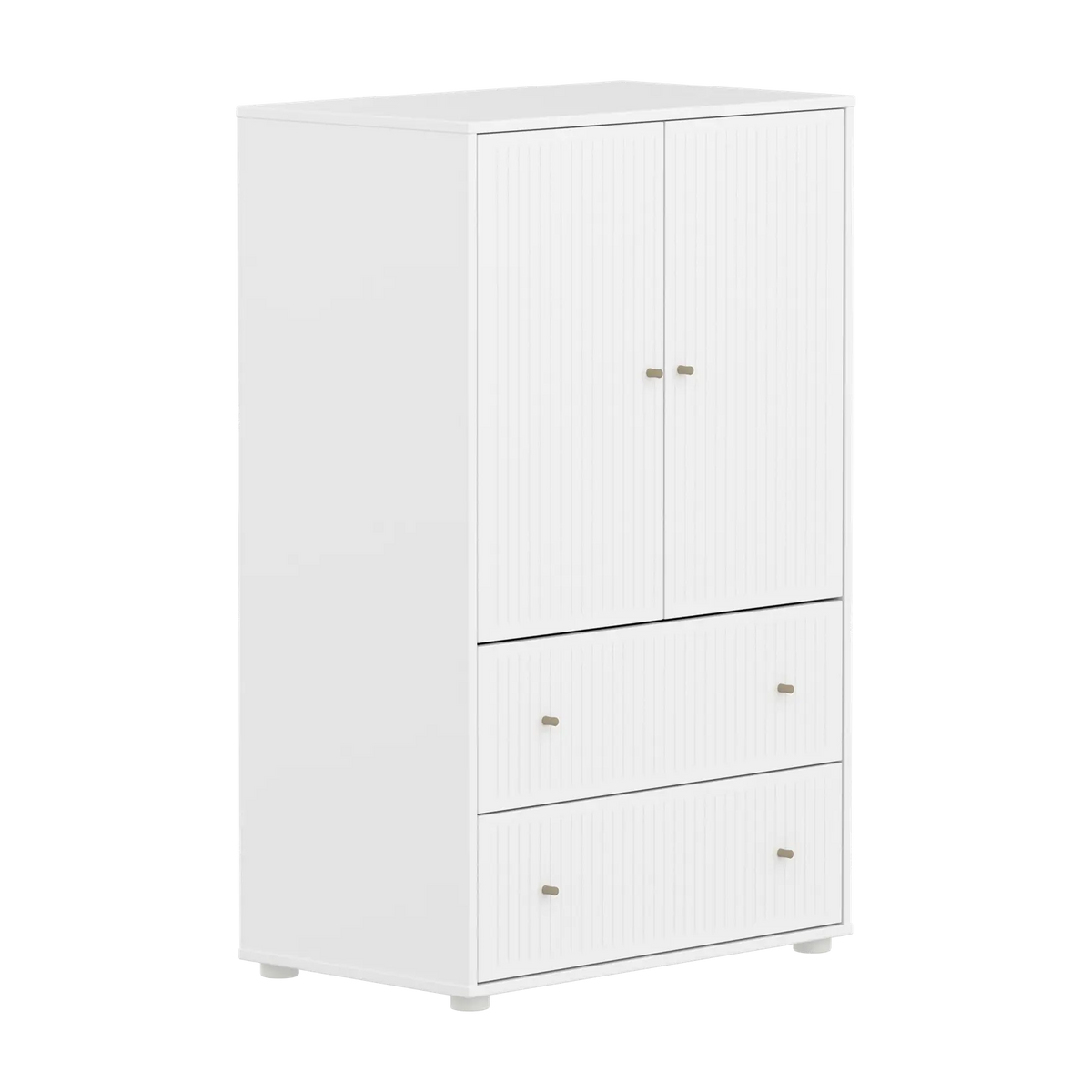 Flexa Saga Schrank, 2 Türen und 2 Schubladen mit Rillen Weiss/Sand