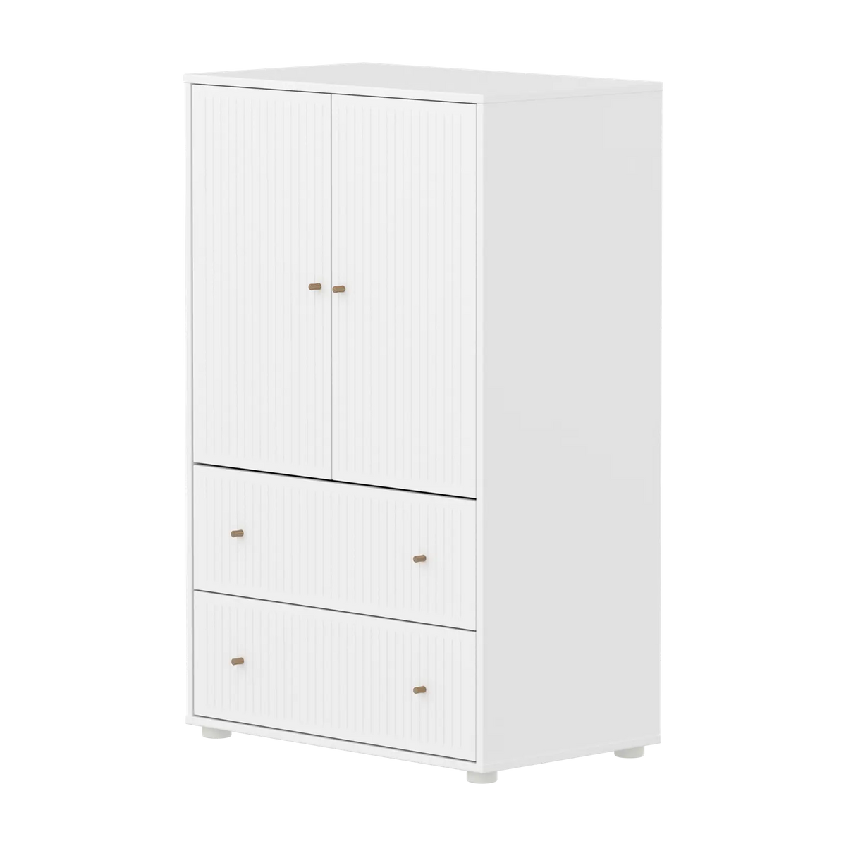 Flexa Saga Schrank, 2 Türen und 2 Schubladen mit Rillen Weiss/Eiche