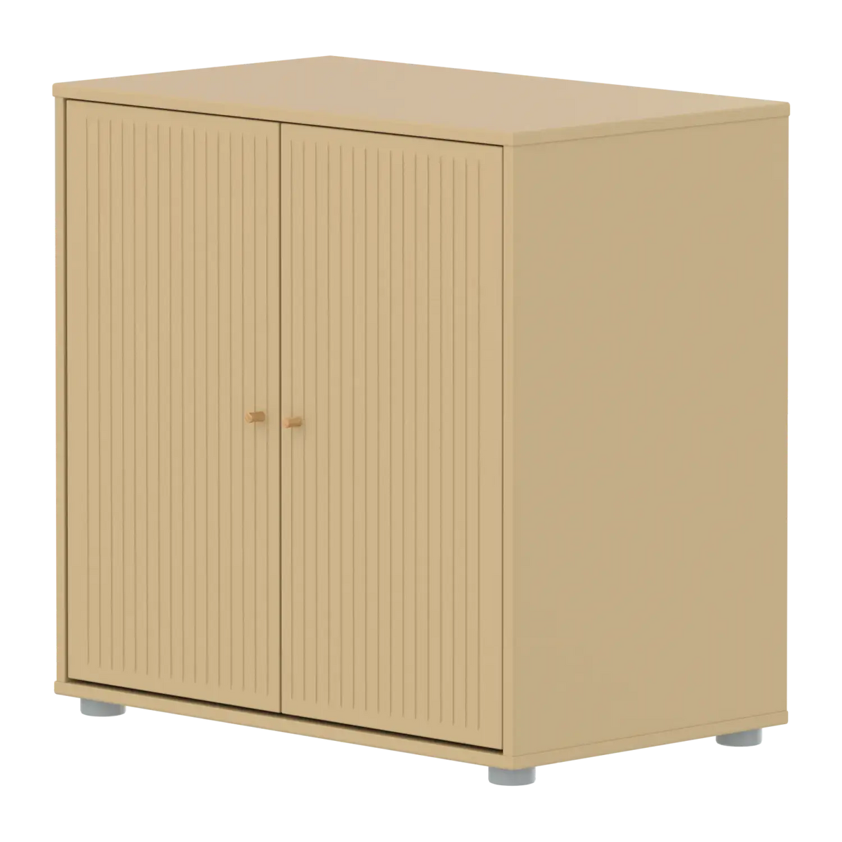 Flexa Saga Schrank, 2 Türen mit Rillen Sand/Eiche/Grau