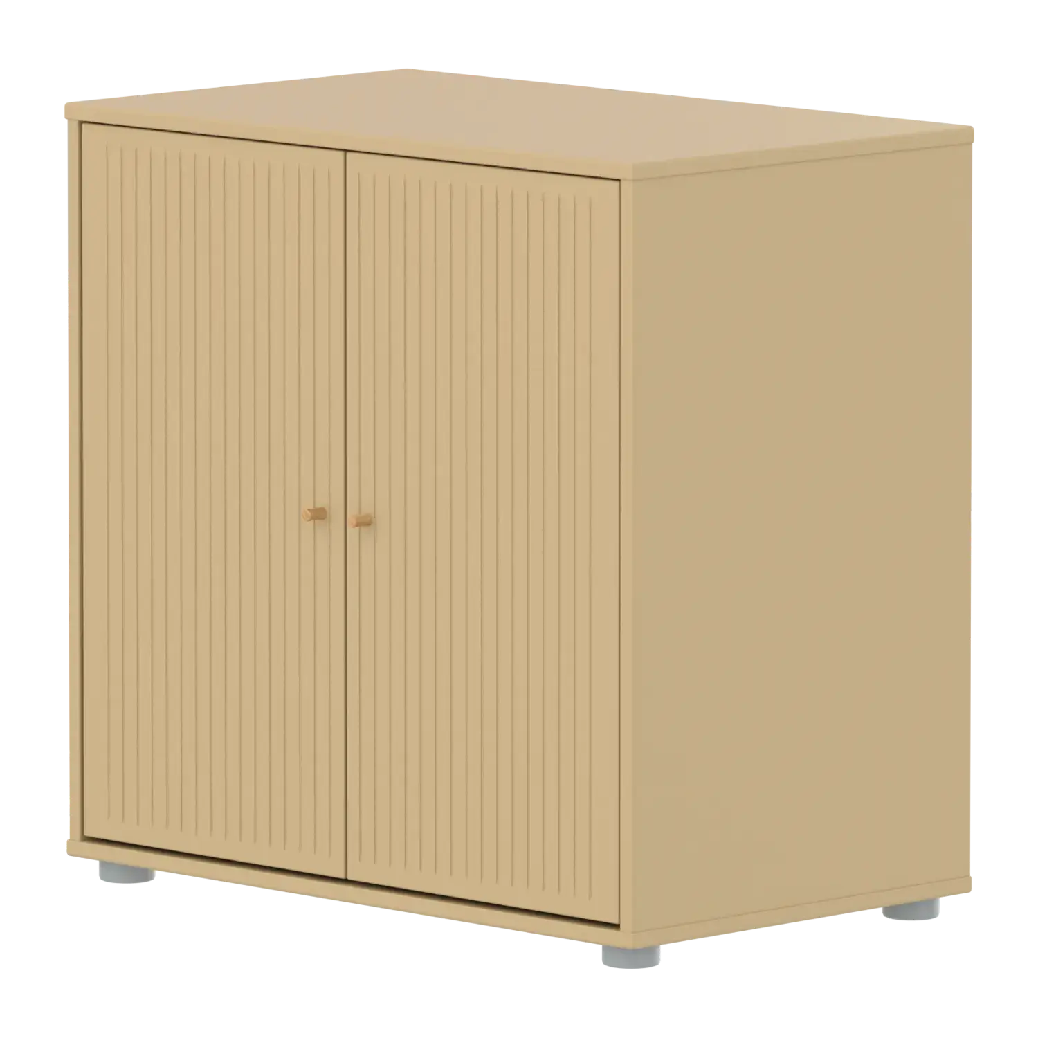 Flexa Saga Schrank, 2 Türen mit Rillen Sand/Eiche/Grau