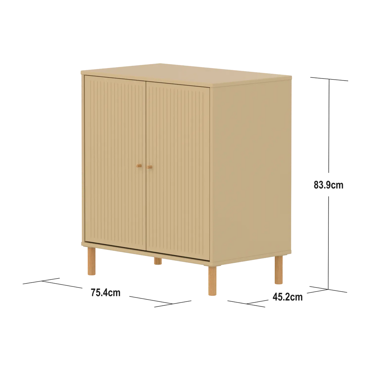 Flexa Saga Schrank, 2 Türen mit Rillen Sand/Eiche