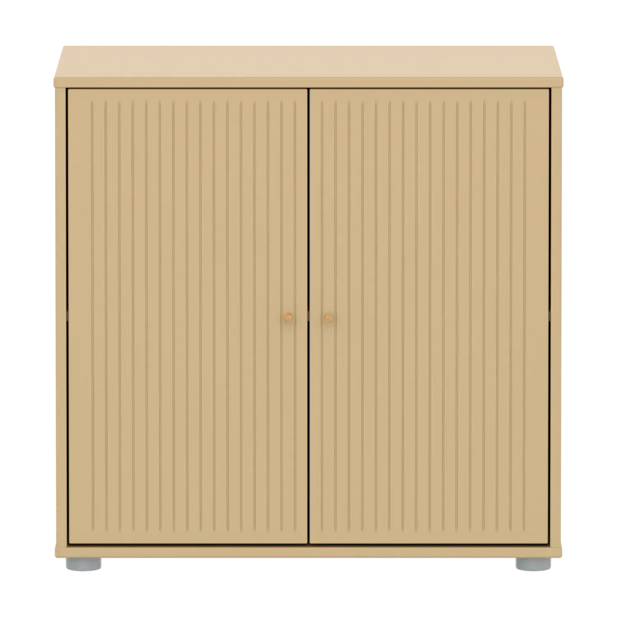 Flexa Saga Schrank, 2 Türen mit Rillen Sand/Eiche/Grau