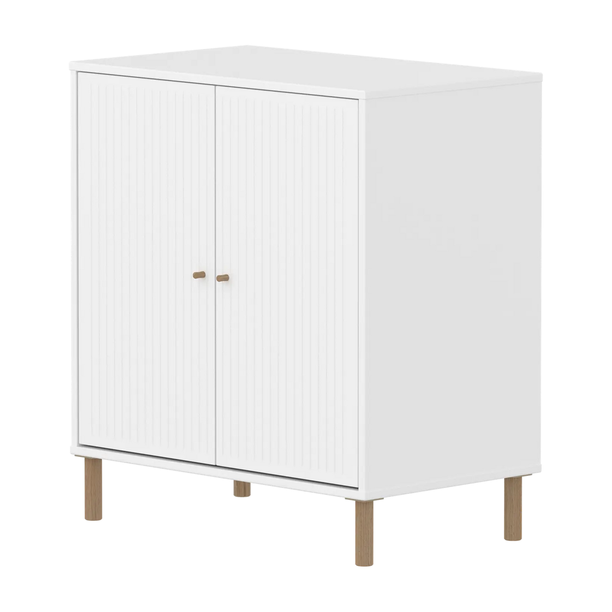 Flexa Saga Schrank, 2 Türen mit Rillen Weiss/Eiche