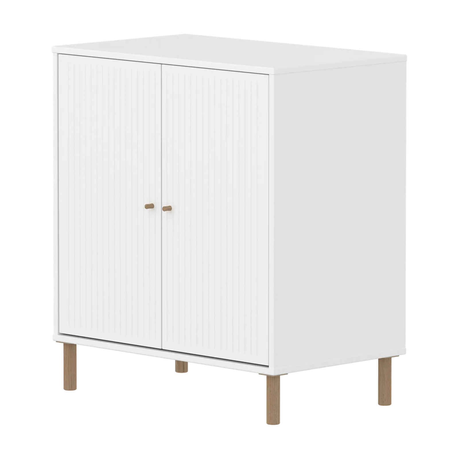 Flexa Saga Schrank, 2 Türen mit Rillen Weiss/Eiche