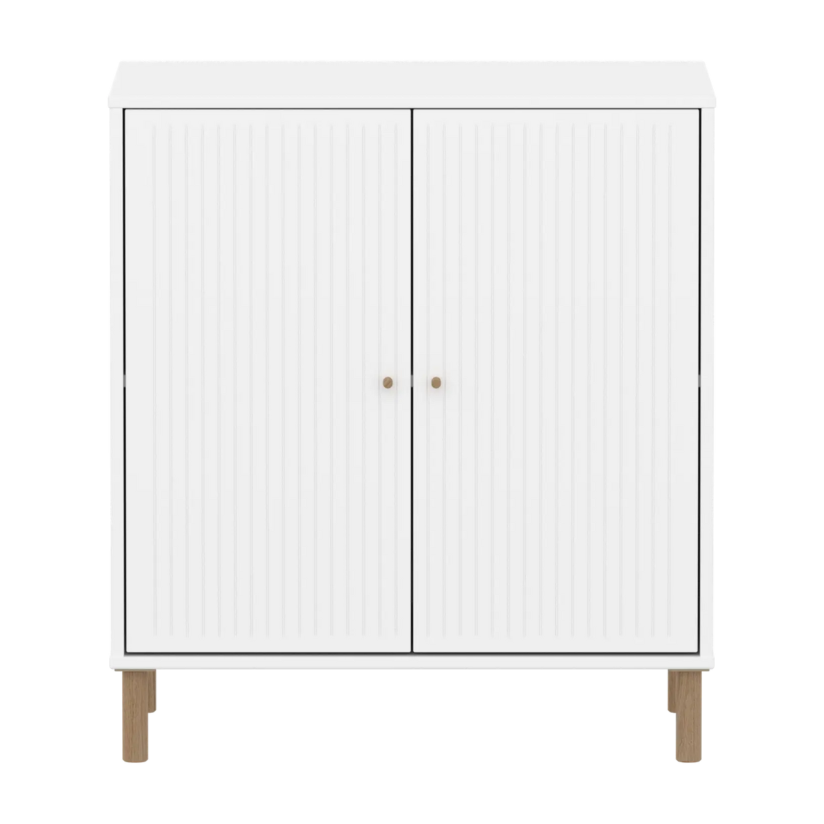 Flexa Saga Schrank, 2 Türen mit Rillen Weiss/Eiche