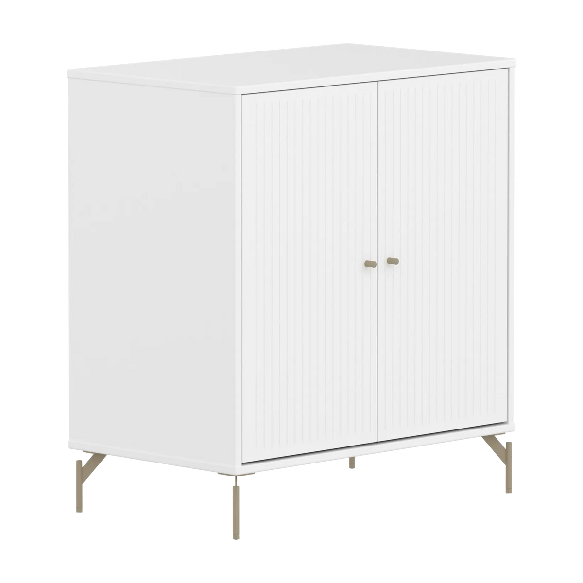 Flexa Saga Schrank, 2 Türen mit Rillen Weiss/Sand