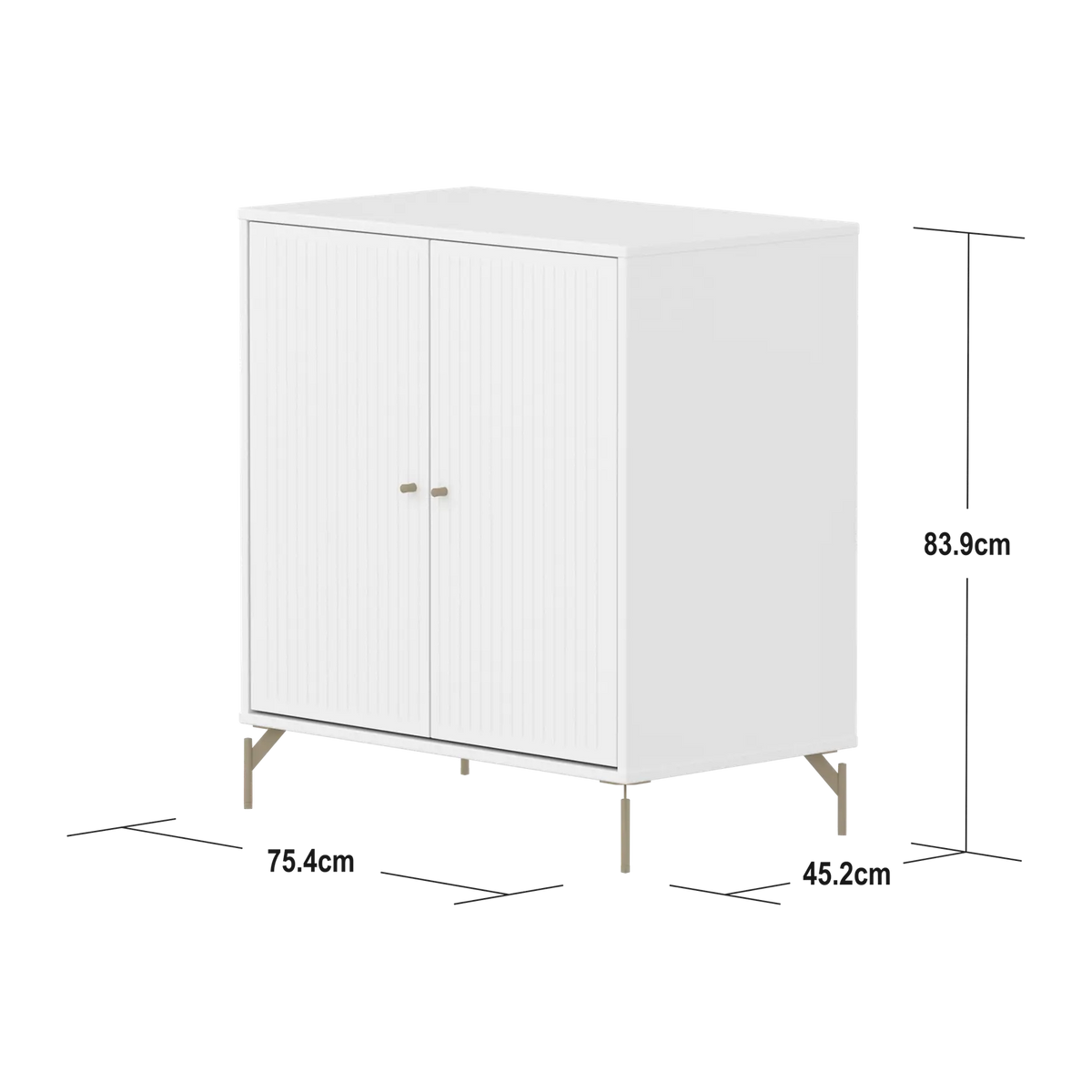 Flexa Saga Schrank, 2 Türen mit Rillen Weiss/Sand