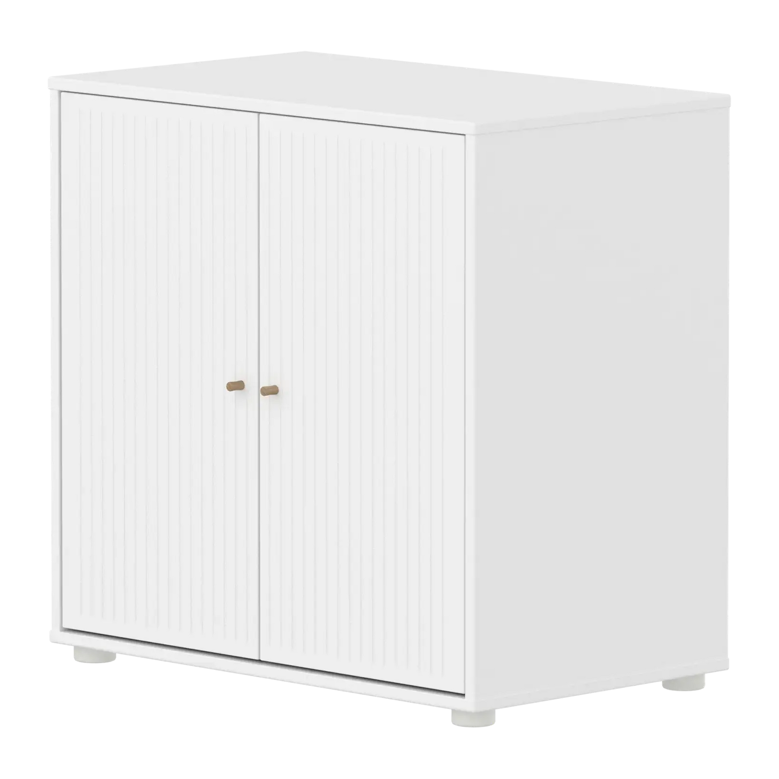 Flexa Saga Schrank, 2 Türen mit Rillen Weiss/Eiche