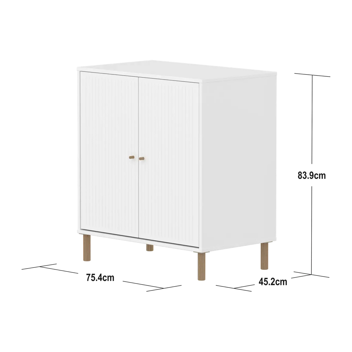 Flexa Saga Schrank, 2 Türen mit Rillen Weiss/Eiche