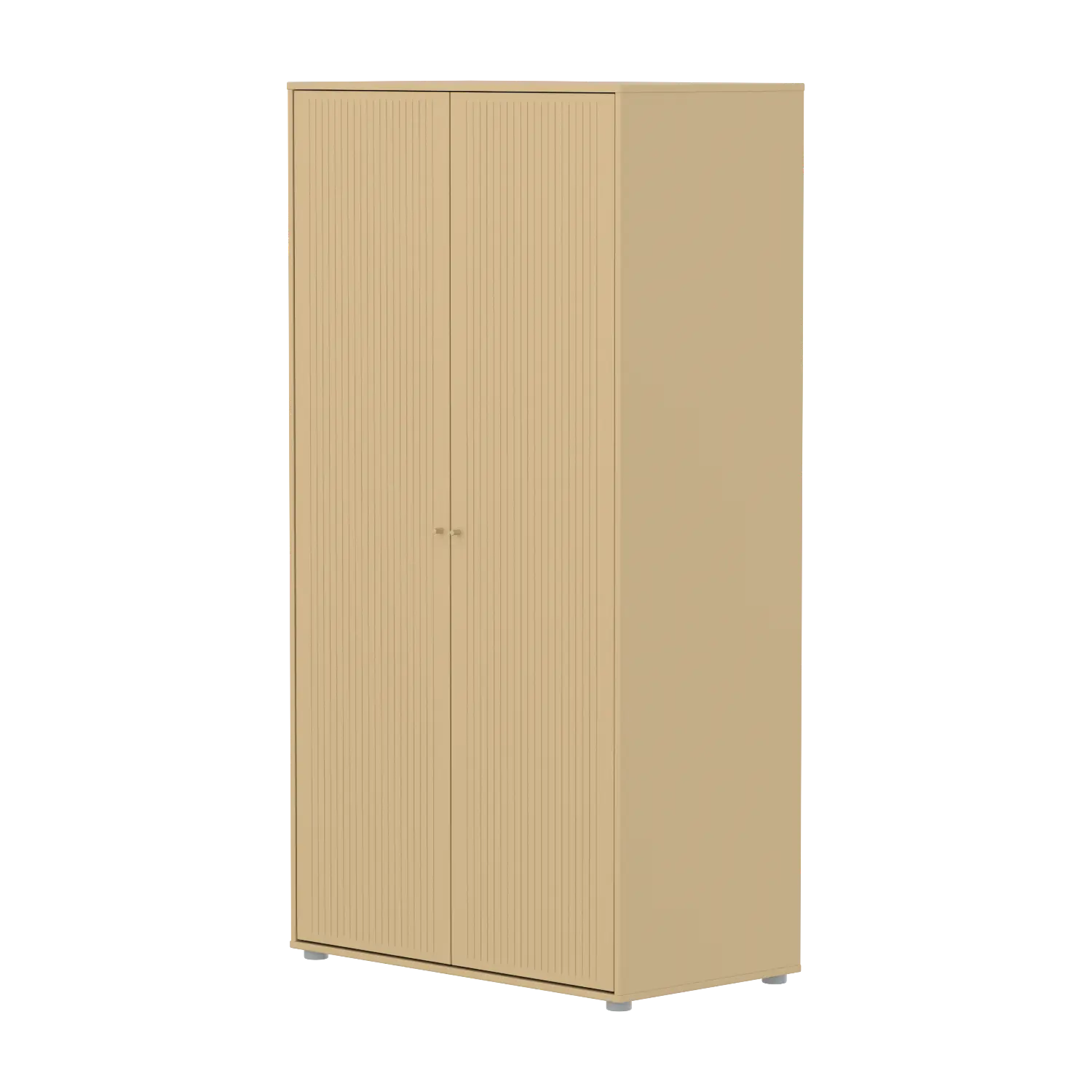 Flexa Saga Kleiderschrank, 2 Türen mit Rillen Sand/Grau