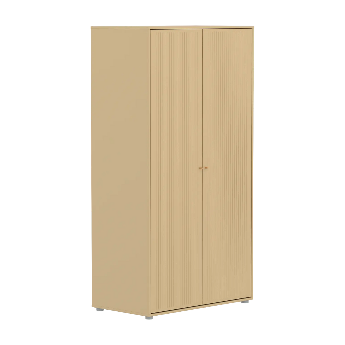 Flexa Saga Kleiderschrank, 2 Türen mit Rillen Sand/Eiche/Grau