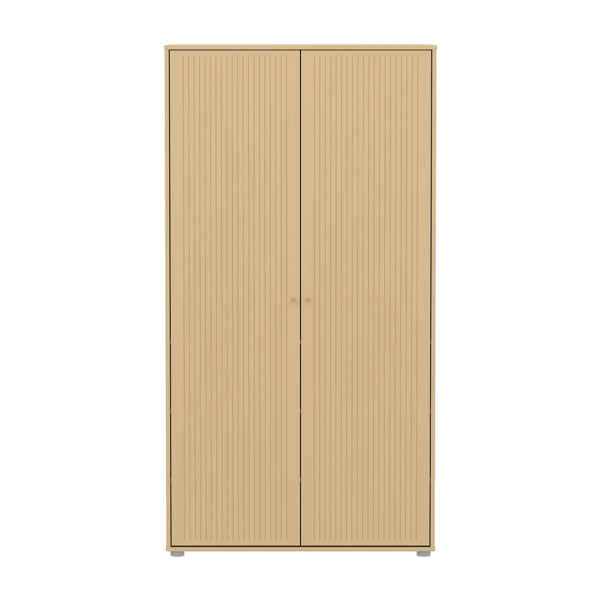 Flexa Saga Kleiderschrank, 2 Türen mit Rillen Sand/Eiche/Grau