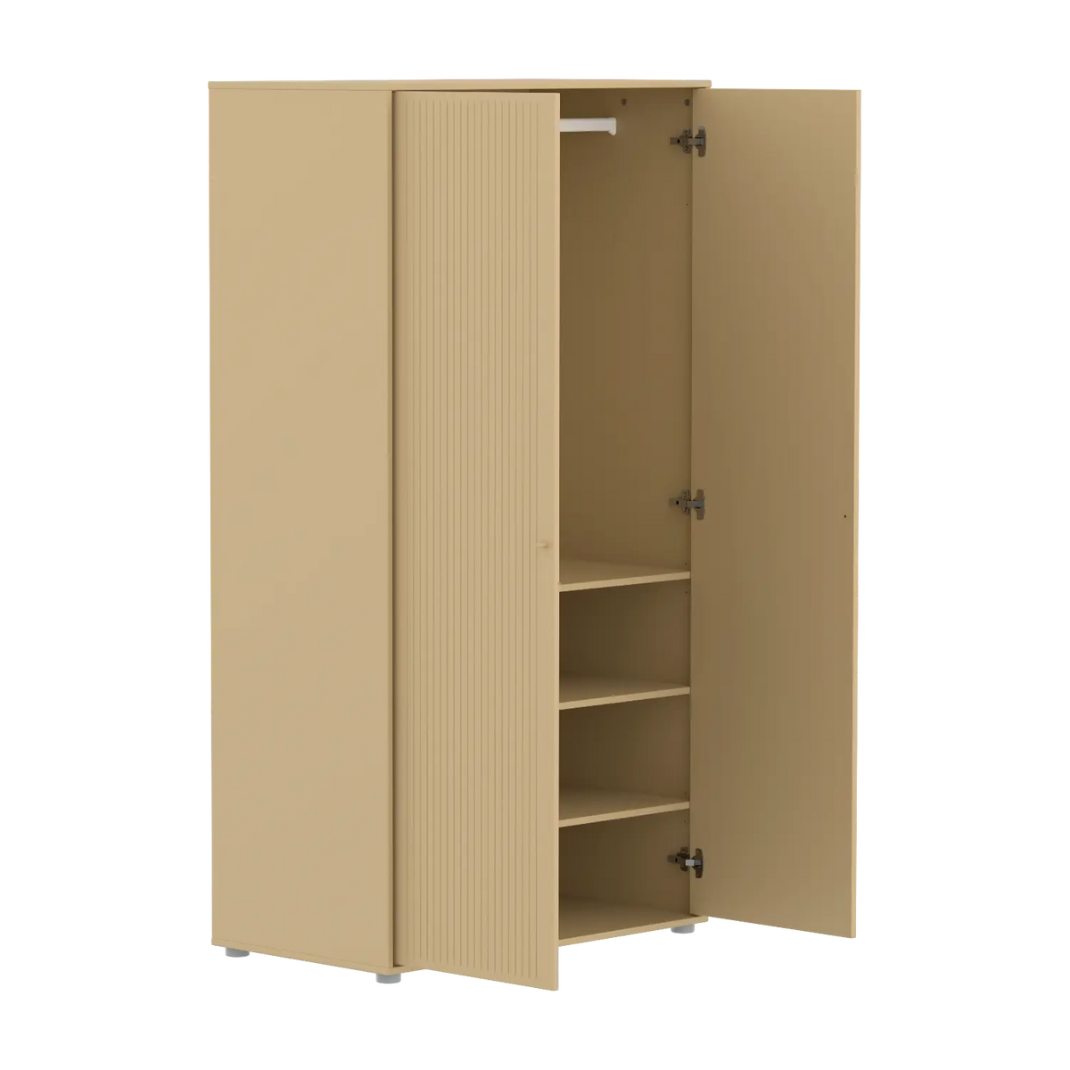 Flexa Saga Kleiderschrank, 2 Türen mit Rillen Sand/Eiche/Grau