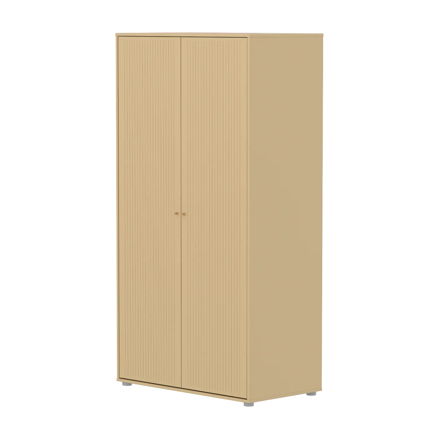 Flexa Saga Kleiderschrank, 2 Türen mit Rillen Sand/Eiche/Grau