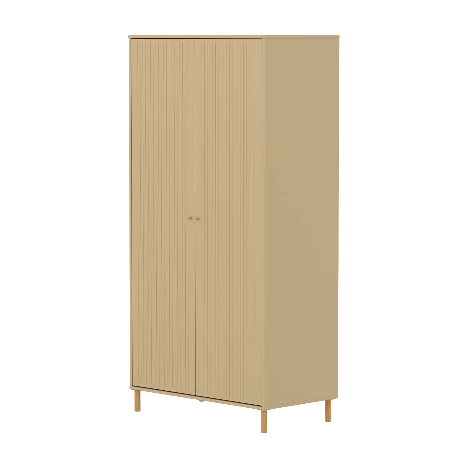 Flexa Saga Kleiderschrank, 2 Türen mit Rillen Sand/Eiche
