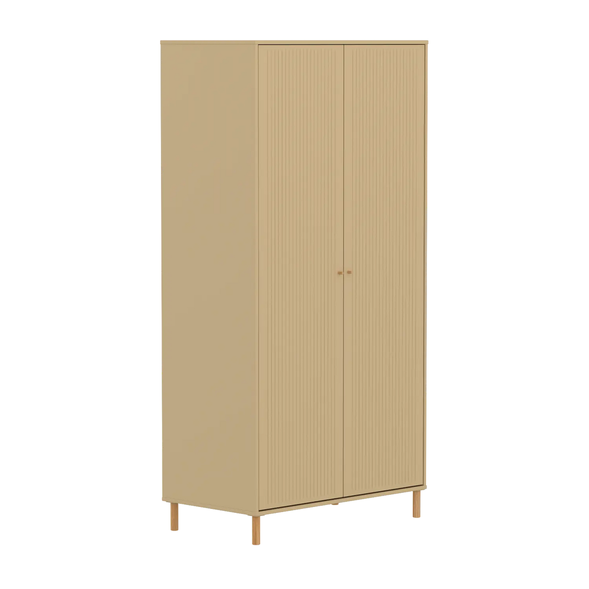 Flexa Saga Kleiderschrank, 2 Türen mit Rillen Sand/Eiche