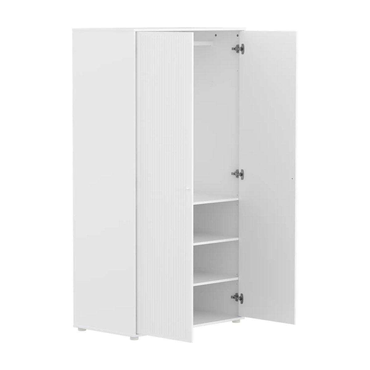 Flexa Saga Kleiderschrank, 2 Türen mit Rillen Weiss/Eiche