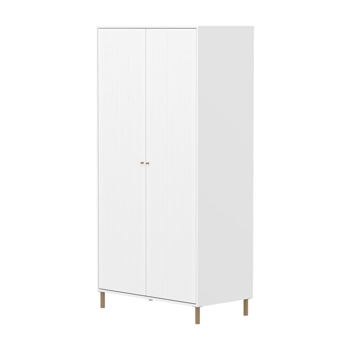 Flexa Saga Kleiderschrank, 2 Türen mit Rillen Weiss/Eiche