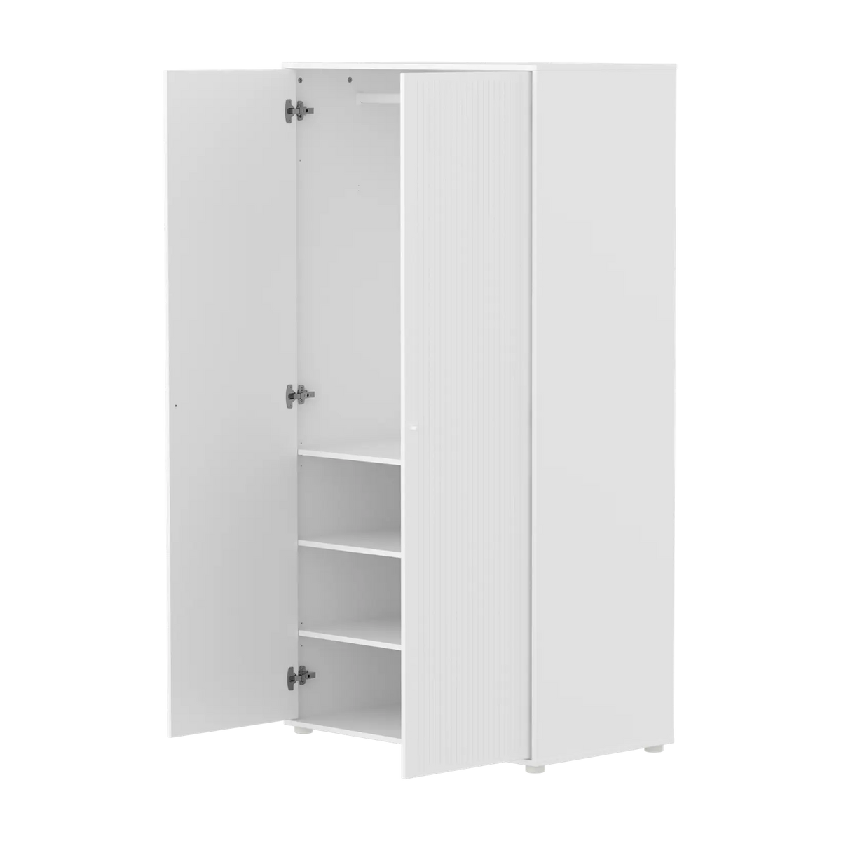 Flexa Saga Kleiderschrank, 2 Türen mit Rillen Weiss/Eiche