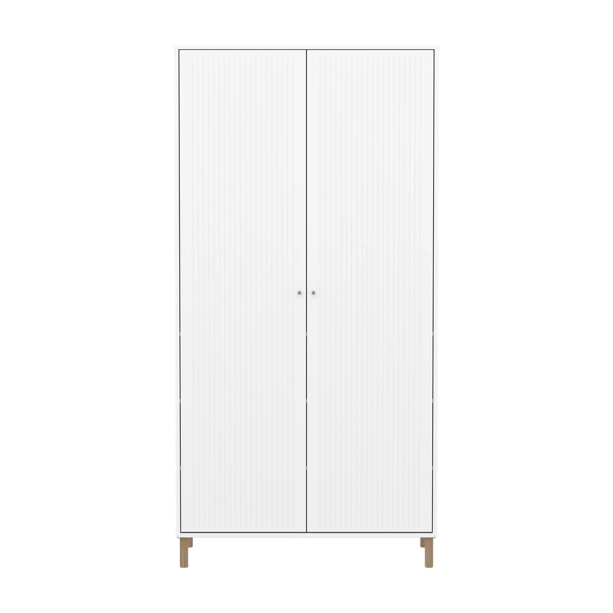 Flexa Saga Kleiderschrank, 2 Türen mit Rillen Weiss/Eiche