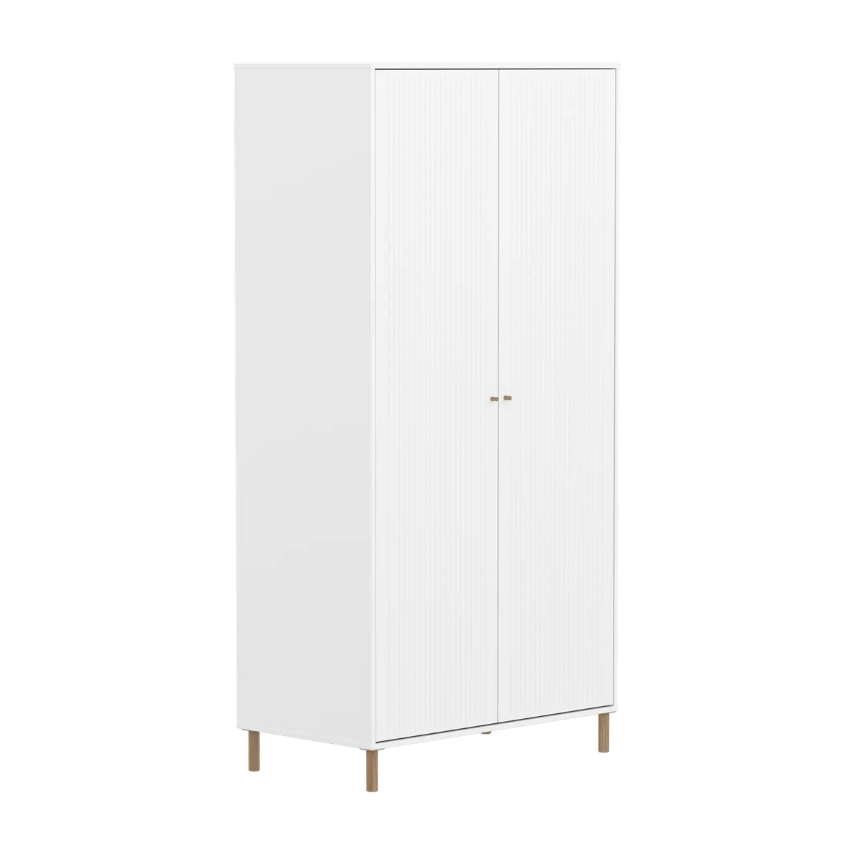 Flexa Saga Kleiderschrank, 2 Türen mit Rillen Weiss/Eiche