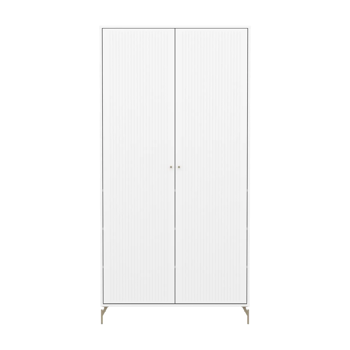 Flexa Saga Kleiderschrank, 2 Türen mit Rillen Weiss/Sand