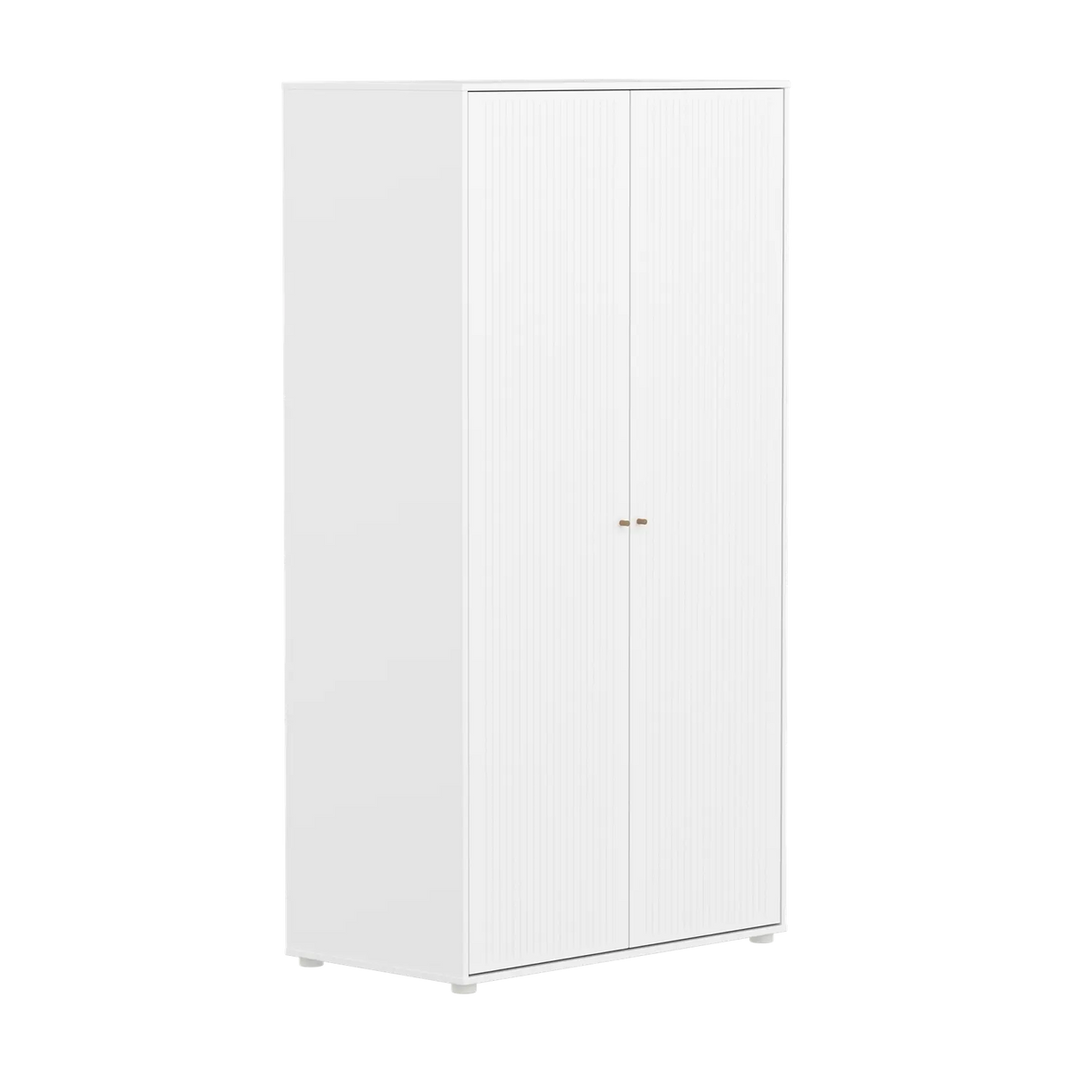 Flexa Saga Kleiderschrank, 2 Türen mit Rillen Weiss/Eiche