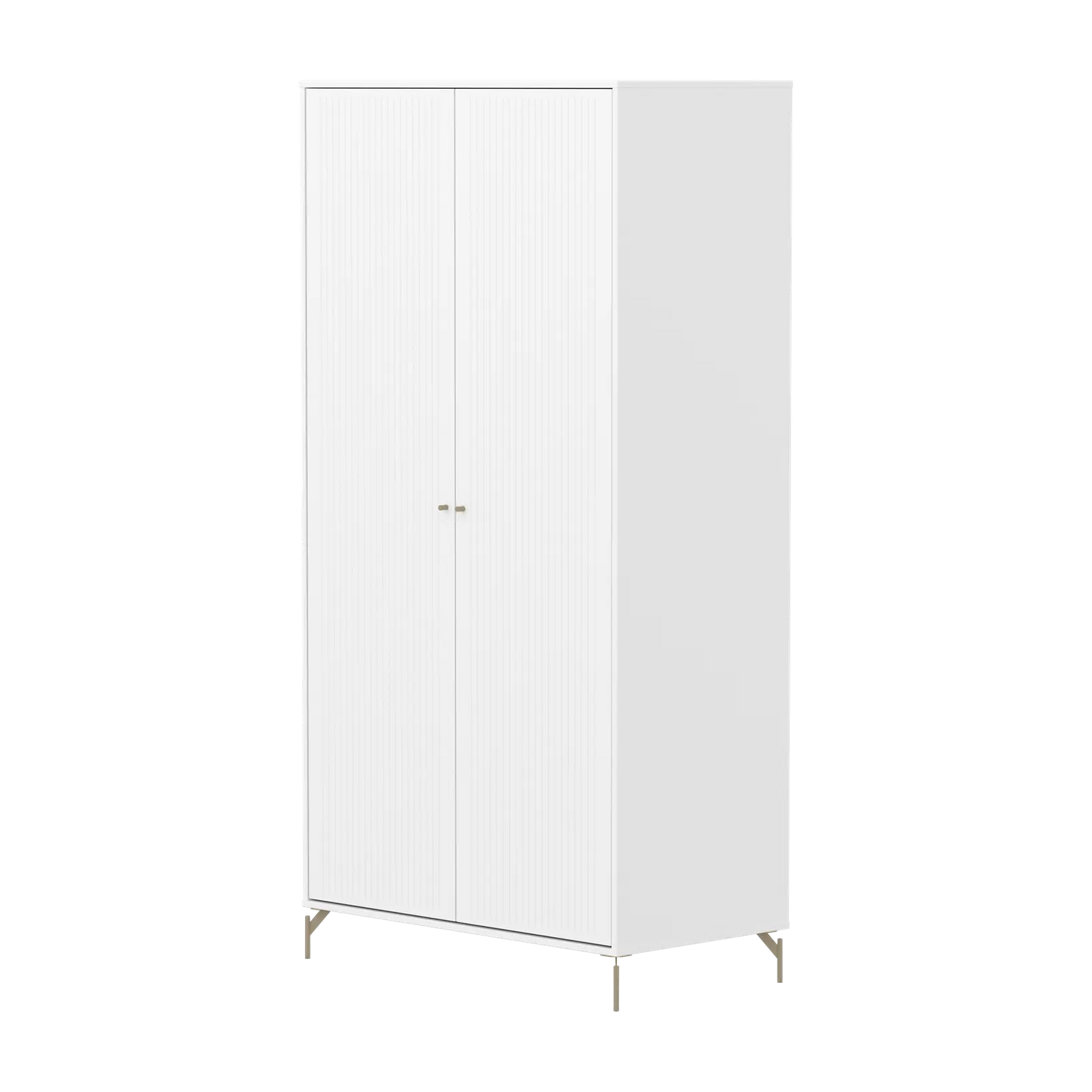 Flexa Saga Kleiderschrank, 2 Türen mit Rillen Weiss/Sand